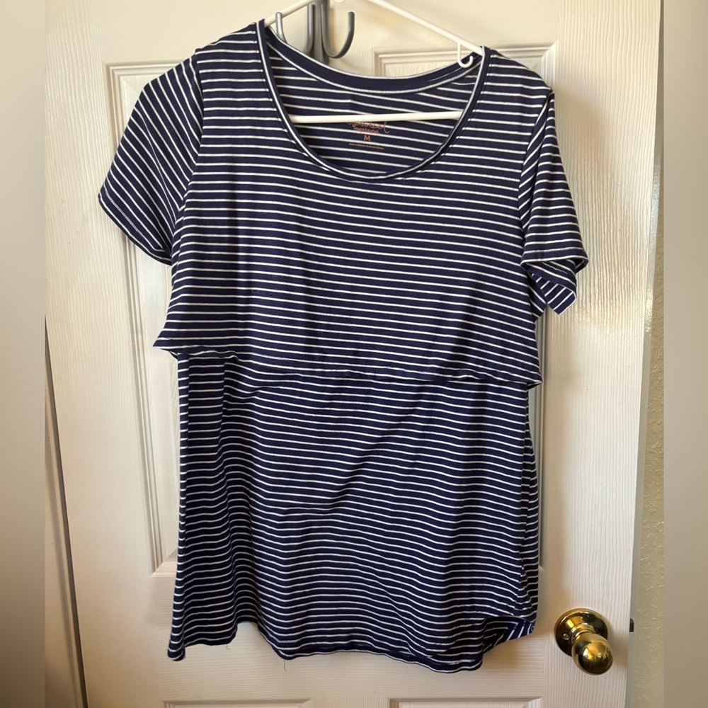 Isabel & Ingrid Navy Striped Maternity/Nursing Top